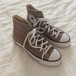 Converse High-Tops in Taupe and White